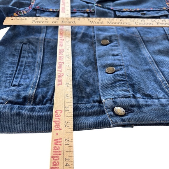 Vintage Denim Jean Trucker Jacket Womens Small Aztec Western Rodeo Southwestern - Picture 5 of 12